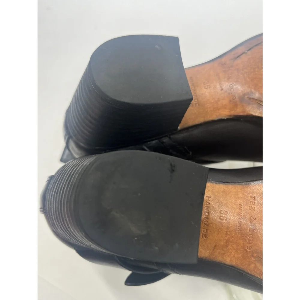 Rag & Bone Womens Buckled Zipped Block Heels Ankle Boots Black Size 36‎ EU 6 US